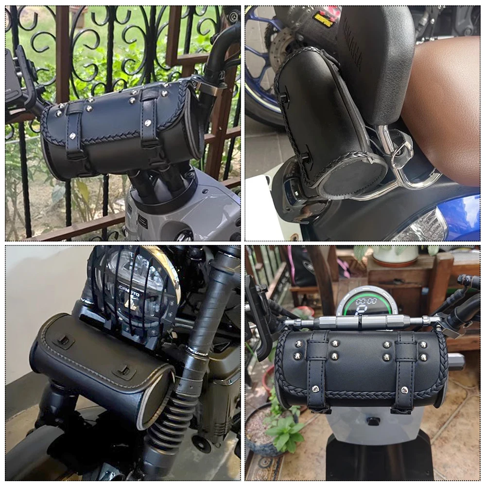 دراجة نارية شوكة بولي Leather الجلود حقيبة سفر مقاوم للماء أداة أكياس السرج حقيبة خمر الذيل حقيبة الأمتعة ل هارلي بوبر/سوزوكي/هوندا #3