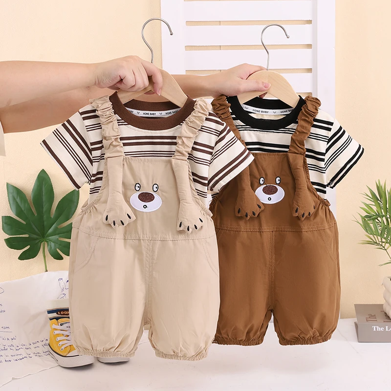 

New Summer Baby Boys Clothes Suit Children Girls Striped T-Shirt Shorts 2Pcs/Set Kids Clothing Infant Costume Toddler Tracksuits