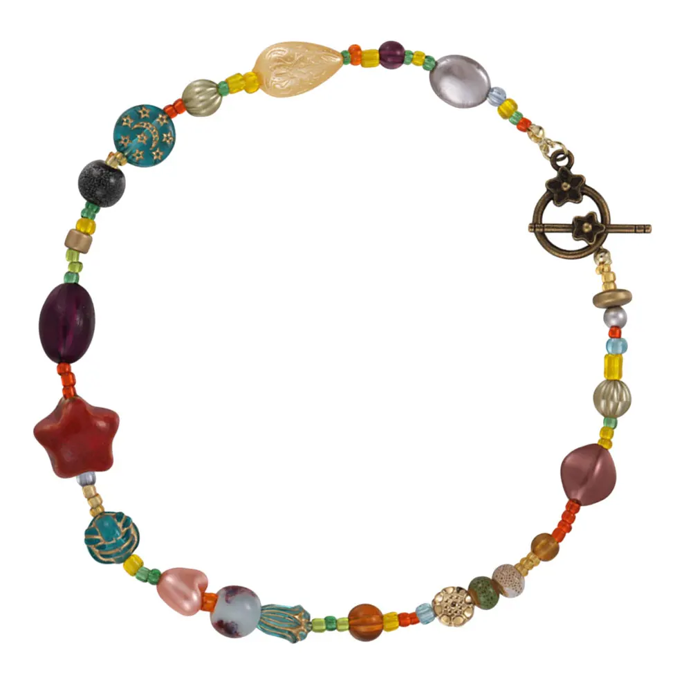 

Colorful Star Necklace Plastic Bead Clavicle Chain Ladies Fashionable Necklaces Boho Charm for Women Teen