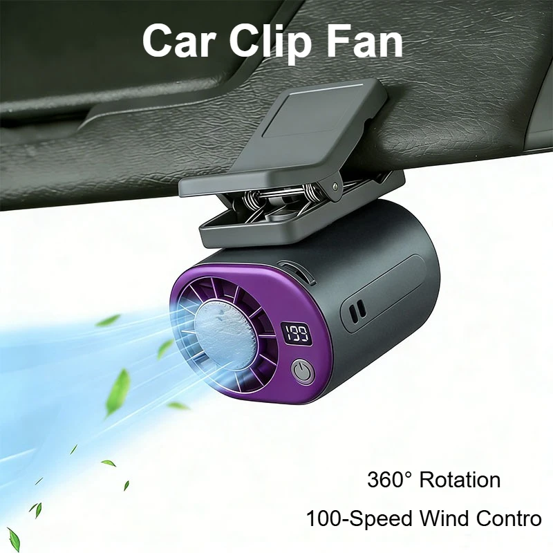 

Car Clip Fan Mini Portable Outdoor Clip Umbrella Fan 199 Speed Waist Clip Electric Fan 360° USB Rechargeable Desktop Radiator