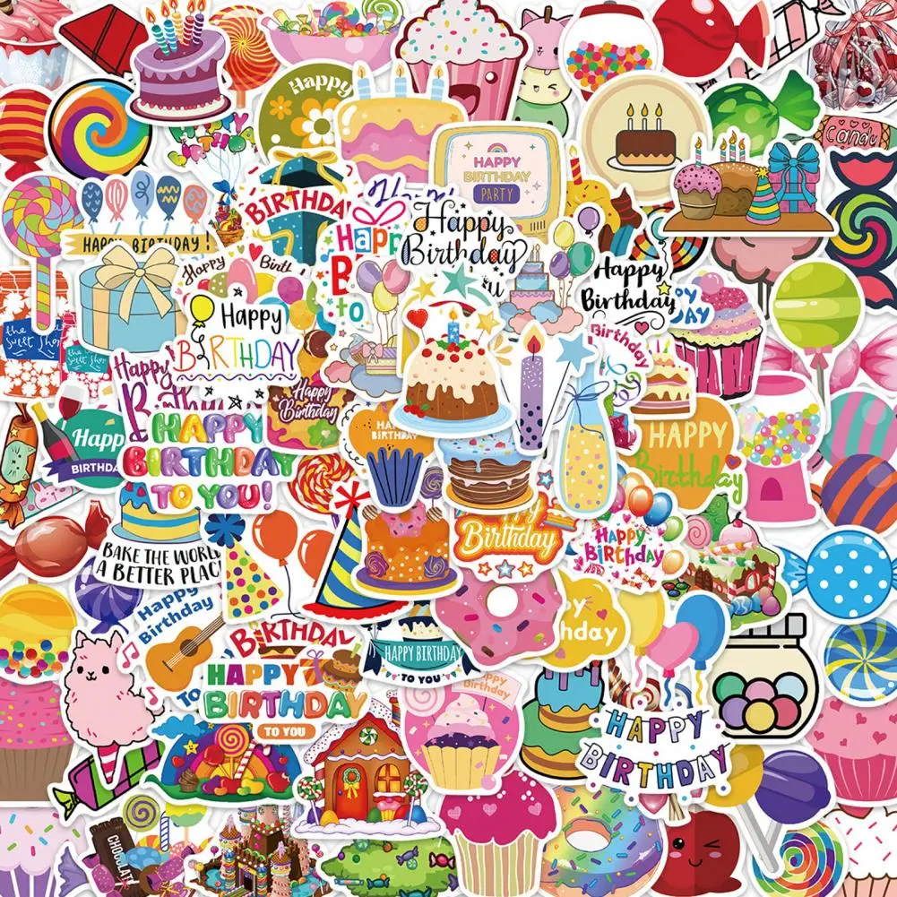 Waterproof Stickers Suitcase Stickers Vibrant Cartoon Candy Stickers Self-adhesive Waterproof Decals for Laptops Skateboards