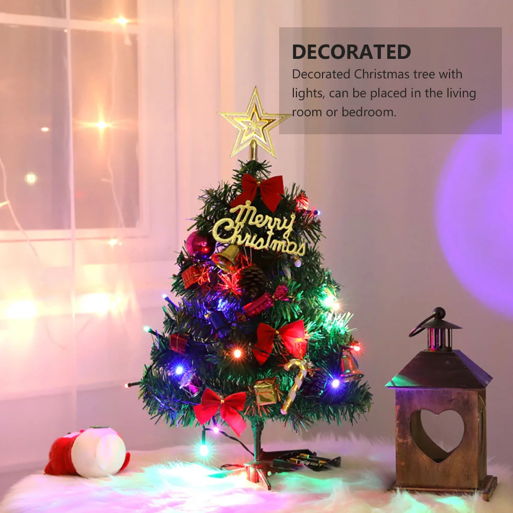 

1pc Christmas Tree Adornment With Lights Mini Desktop Ornament Festival Party Decor Gift For Family Friends No