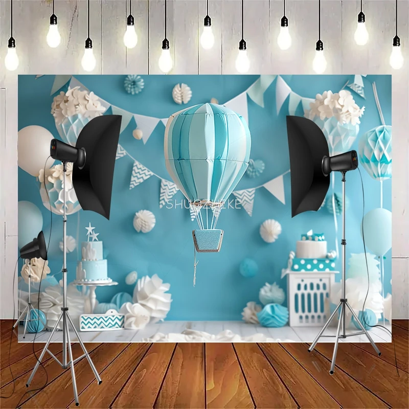 Hot air balloon Happy Birthday Photography Background Football Floral Arch Rocket Soccer Baby Party Carrots Backdrops FB-08