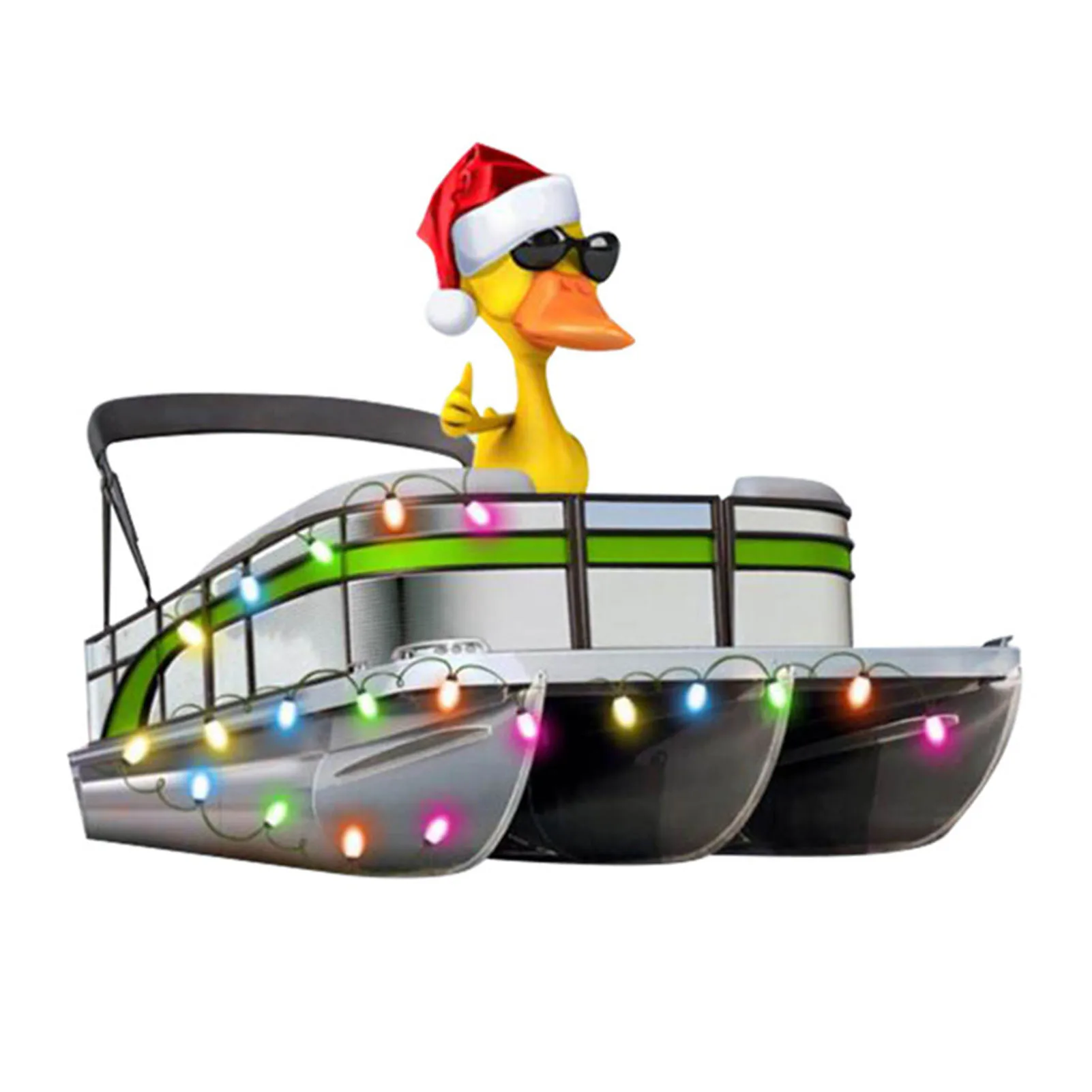 Christmas Tree Ornament Funny Duck Pontoon Boat Hanging Ornament for Christmas Tree/Fireplace/Door/Wall