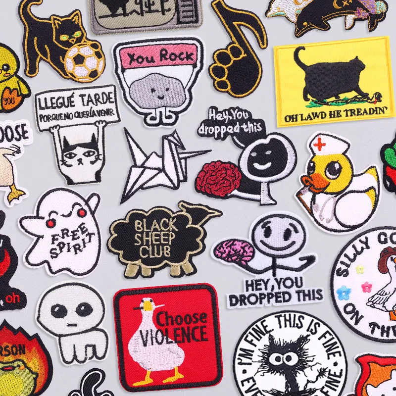 Cartoon Tiere Patch Eisen auf Patches für Kleidung Aufkleber lustige Katze bestickt Patches auf Kleidung DIY Nähen Applikation Abzeichen