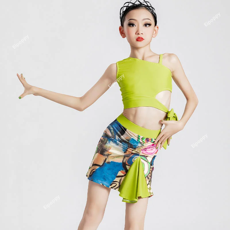 2023 Spring/Summer New Latin Dance Costume Children's and Girl's Training Clothing Girls' Dance Costume Table Performance