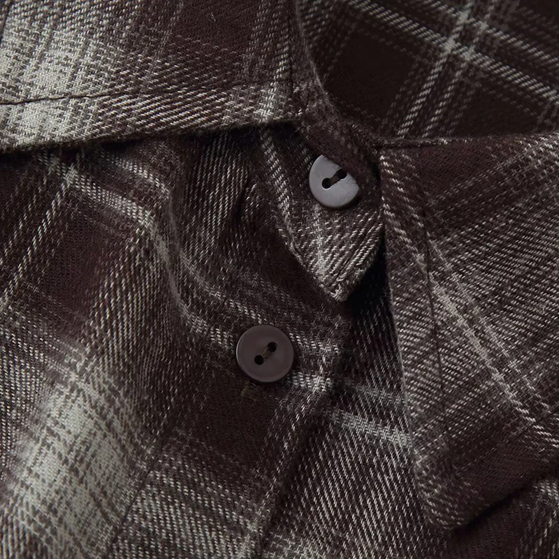 Outono turn-down colarinho manga longa solto retalhos camisa xadrez feminina cinched botão acima topos feminino chique casual wear 2025 novo