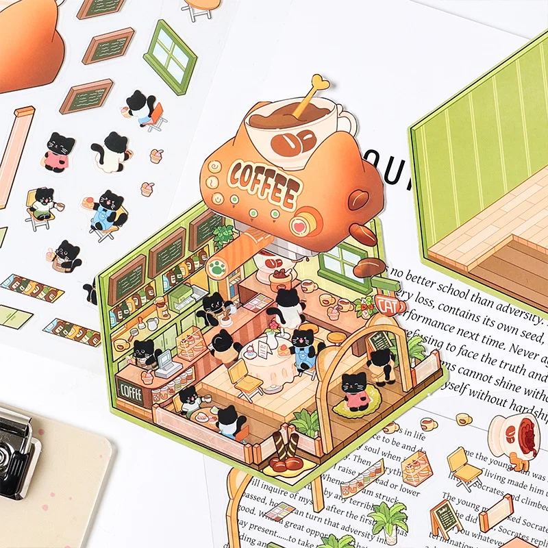 بطاقة عاشق 3 قطعة سلسلة ورشة عمل هريرة ثلاثية الأبعاد ملصقات المناظر الطبيعية مادة مقاومة للماء سجل القصاصات الشارات مخطط لوازم رائعتين #4