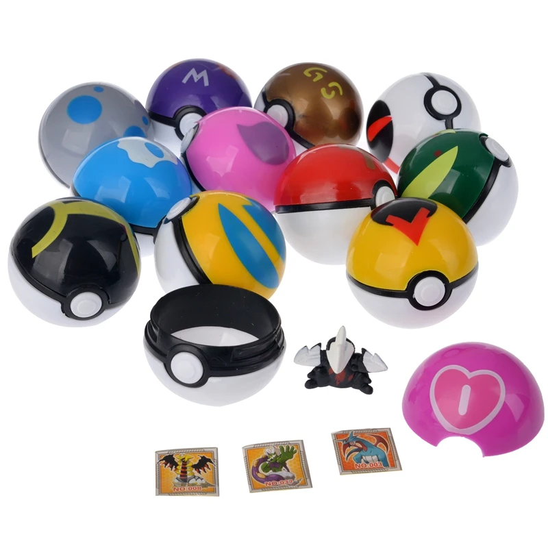 Jogo Pokémon Pikachu Action Figure para Crianças, Pokeball Ensacado, Monstro de Bolso, Modelo Genie Ball, Bonecas Anime, Presentes de Brinquedo, OPP, 12Pcs Set