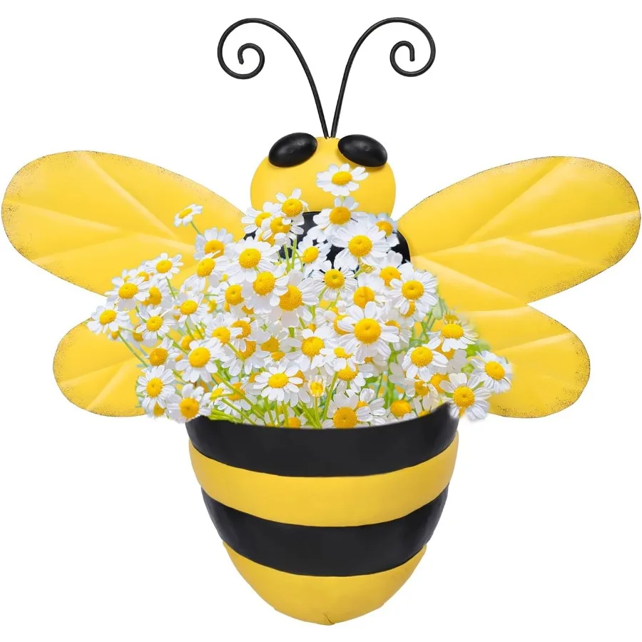 

Metal Wall Planter Bee Wall Mounted Planters Small Flower Pot with Drainage for Indoor Outdoor Farmhouse Hanging Planter Succul