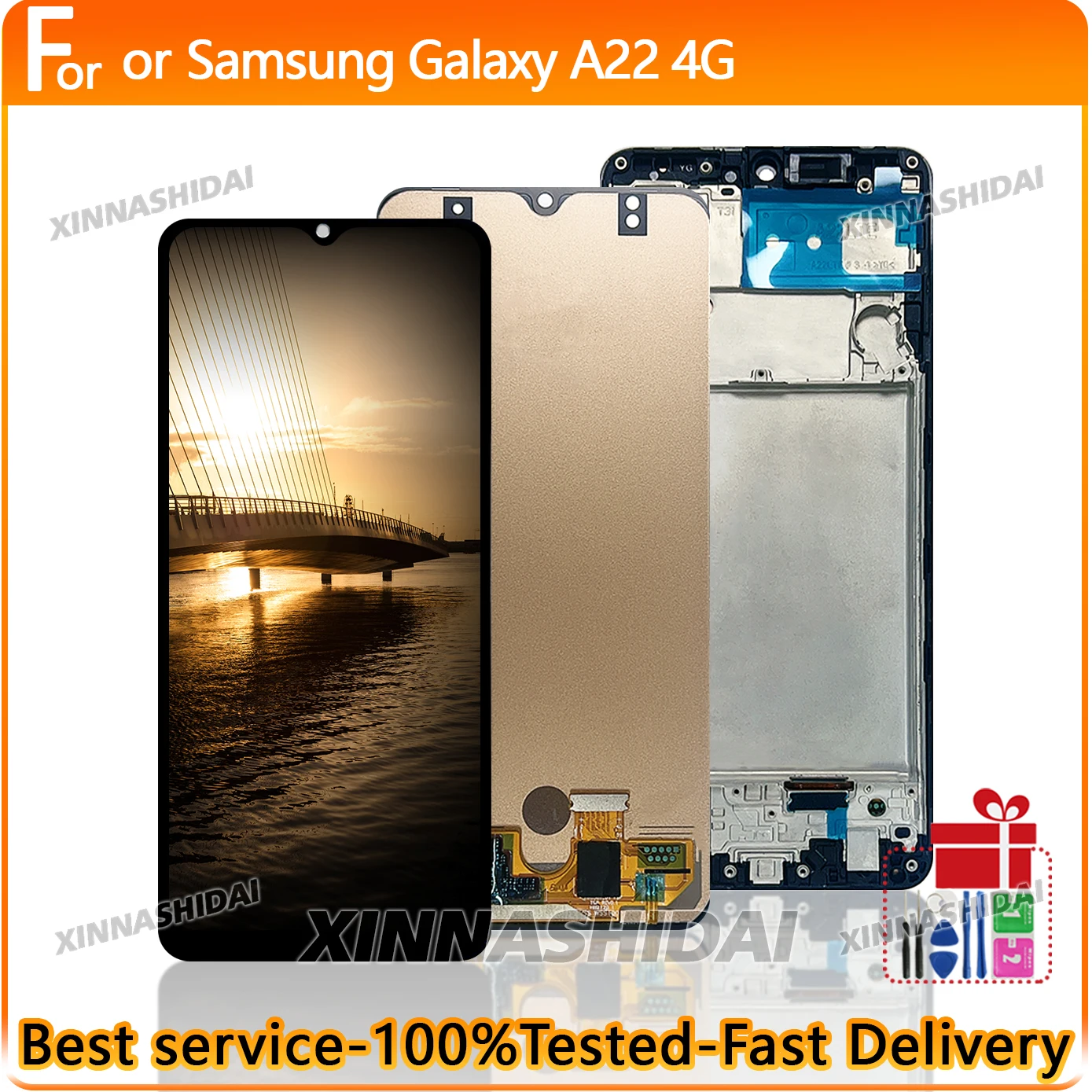 6,8'' hochwertiges Display für Samsung Galaxy A22 4G SM-A225F/DS LCD-Display-Bildschirm mit Touchscreen-Digitalisierer und Rahmen