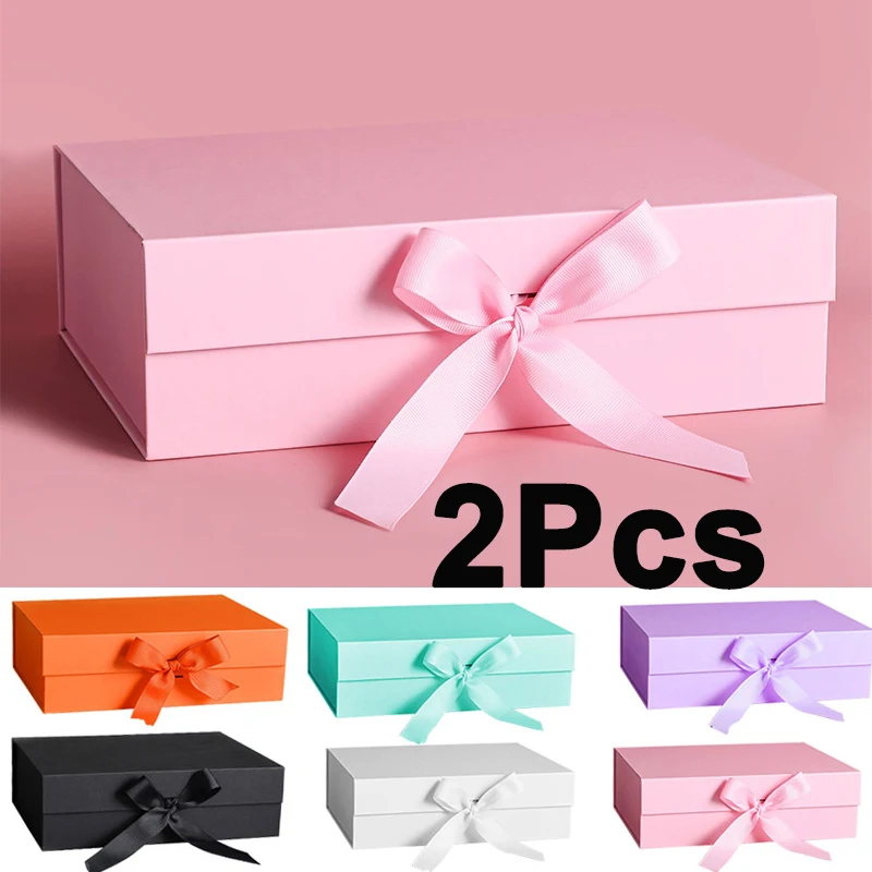 

Подарочная коробка для свадьбы, Рождества, Хэллоуина, дня рождения, подарочная упаковка, коробки для подарков с крышками, прямоугольная коробка с магнитной застежкой, 2 упаковки