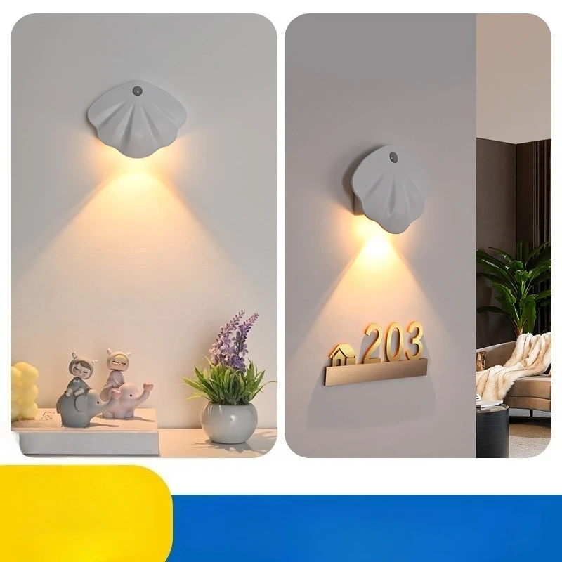 Lampada da parete per interni con cablaggio magnetico senza aspirazione, luce notturna a led intelligente con sensore del corpo umano