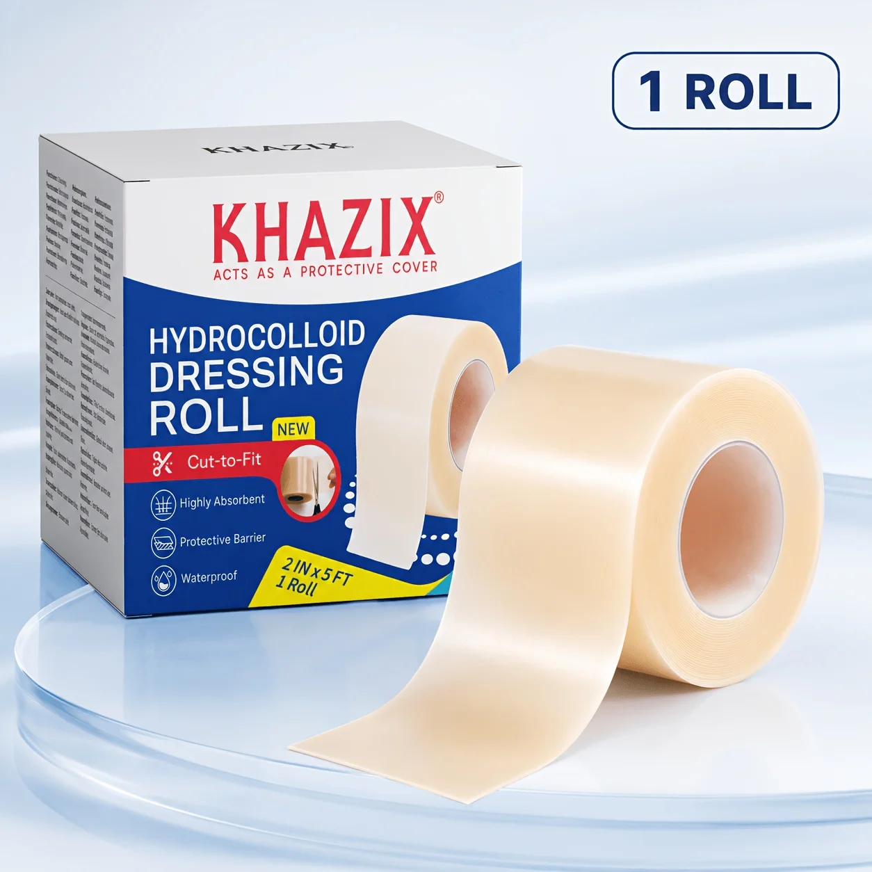 1 Roll Self-Adhesive Water-Based Colloid Acne Patch Roll, Anti-Stain, Reduces Friction, Water-Resistant and Breathable.