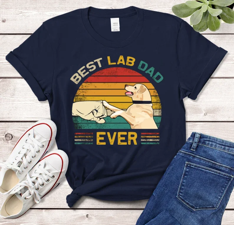 Best Lab Dad Ever T Shirt Dog Dad  Dog Lover  Gift for Dog Lover Funny Dog Short Sleeve Top Tees O Neck harajuku Drop Shipping