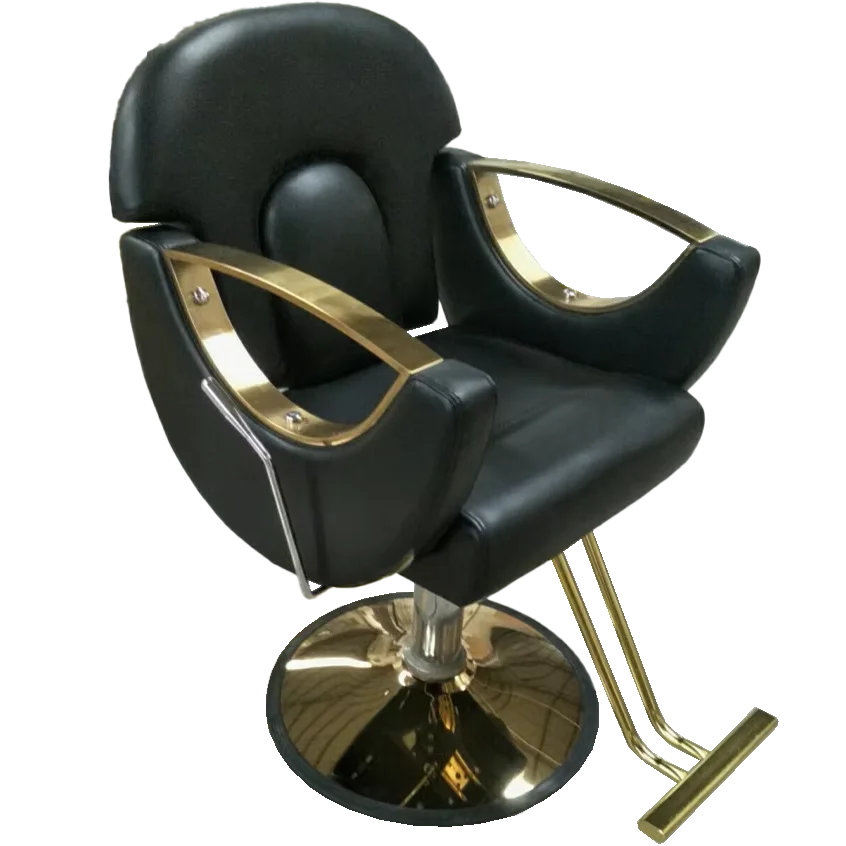 Silla de peluquero a la venta, silla de peluquero hidráulica pesada, sillas de peluquero antiguas doradas, embalaje de madera de cuero dorado