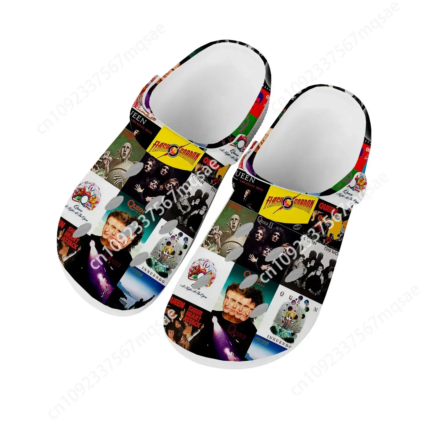 Queen Rock Band Fashion Home Clogs Custom Water Shoes Mens Womens Teenager Shoe Garden Clog Breathable Beach Hole Slippers White