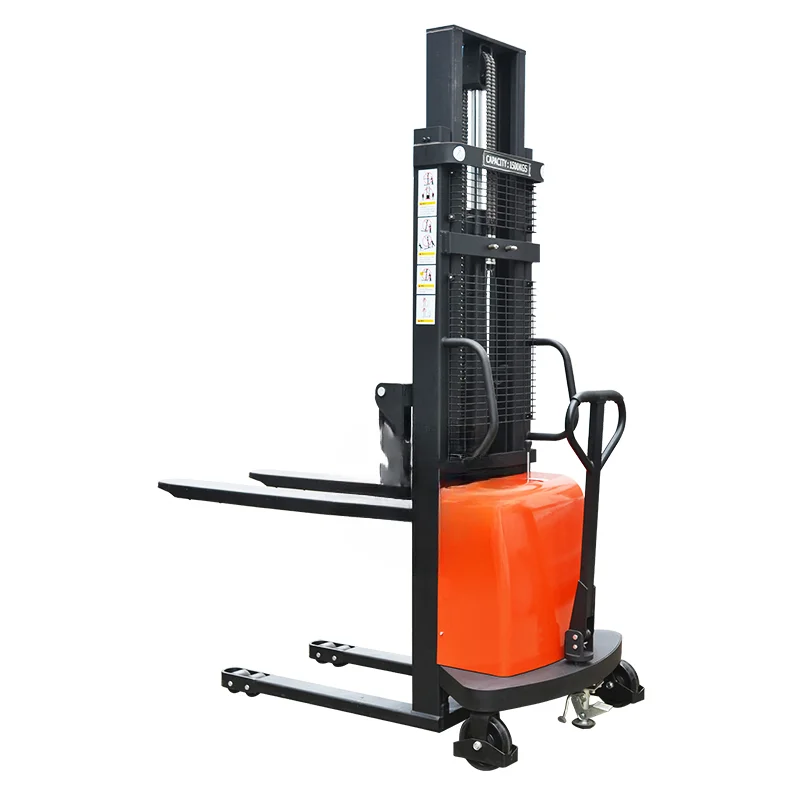 

Semi-electric hydraulic stacker semi-automatic handling battery lifting stacking and unloading forklift