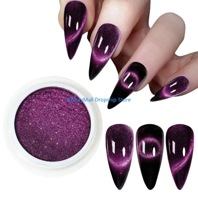 40JD 9D Cats Eye Powder Nails Art Glitters Pigment Powder Nails Powder