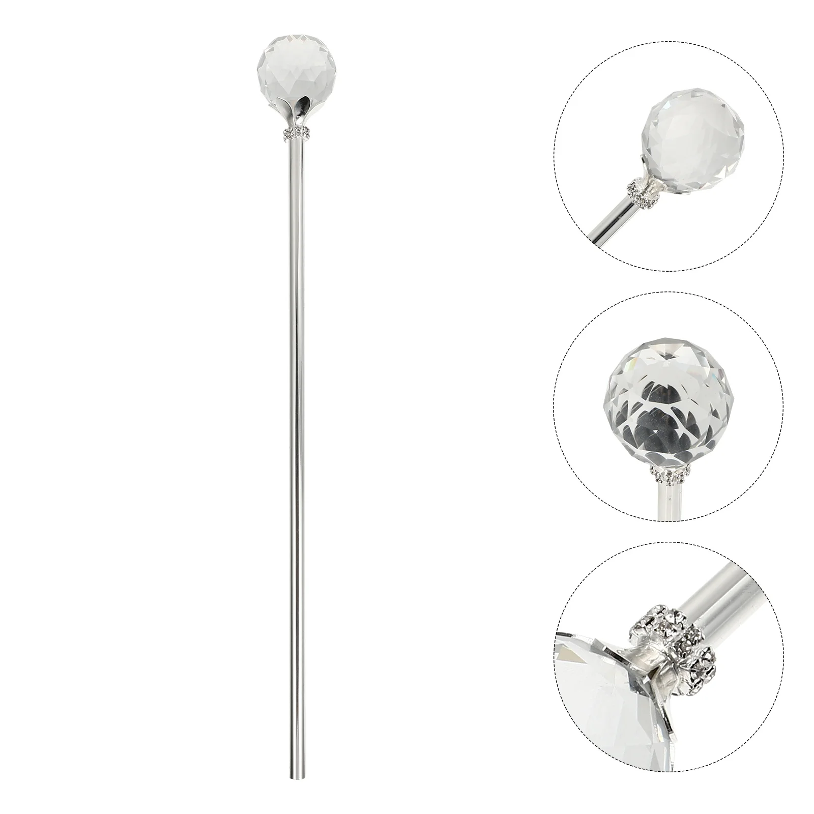 1Pcs Crystal Ball Walking Cane Costume Prop for Halloween Cosplay Party Decorative Scepter Elegant Role Play Stick