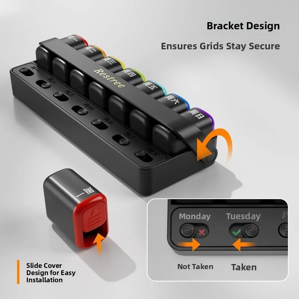 

Detachable 7-Day Pill Organizer Sealed Week Mark Portable Pill Dispenser Reusable Moisture-proof Medicine Storage Box Travel