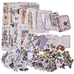 200 sztuk Vintage księga gości materiał Journaling papieru i naklejki Scrapbooking roślin grzyb Rose Flower materiał zestaw do dziennika