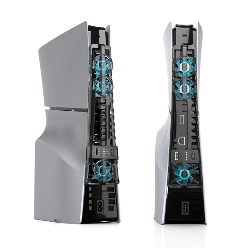 مروحة تبريد وحدة التحكم النحيفة PS5 لوحدة التحكم في الألعاب PS5 مروحة خلفية ذكية للتحكم في درجة الحرارة مروحة قابلة للتعديل بثلاث سرعات