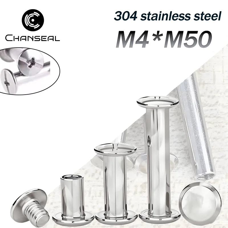 

M4/M5 10sets 304 Stainless Steel Chicago Screws Photo Album Screws Snap Rivet Books Butt Screw Assembling Bolts