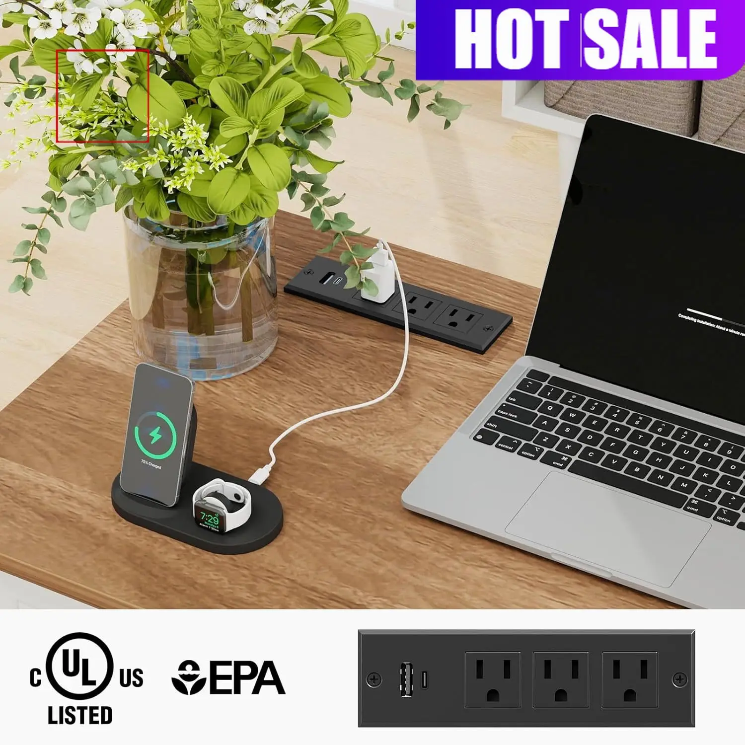 

Белый компьютерный стол для руководителя 47 дюймов с выдвижными ящиками, ящиком для документов, зарядной станцией, для домашнего офиса и учебы