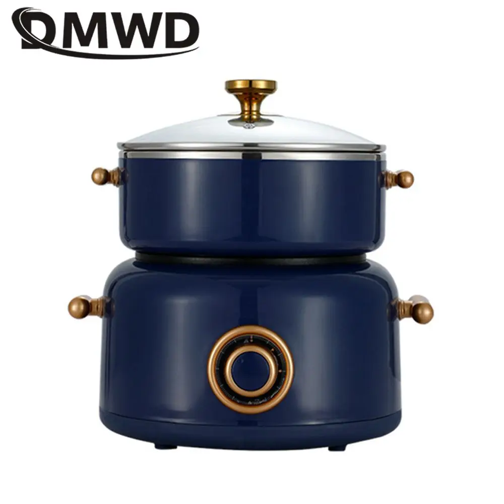 DMWD Electric Cooking Machine Multi-cooker Food Steamer Hotpot Porridge Soup Pot Boiler Breakfast Maker Mini Skillet Frying Pan