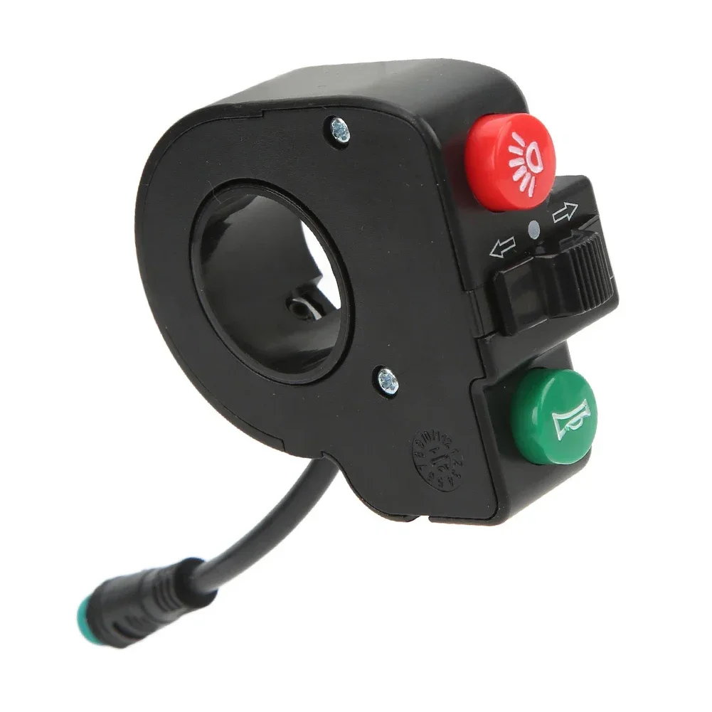 Ebike Electric Bicycle Switch Horn Turn Signal .with 5PIN Waterproof Plug 22mm 3-In-1 Handlebar Lon/off Button Switch