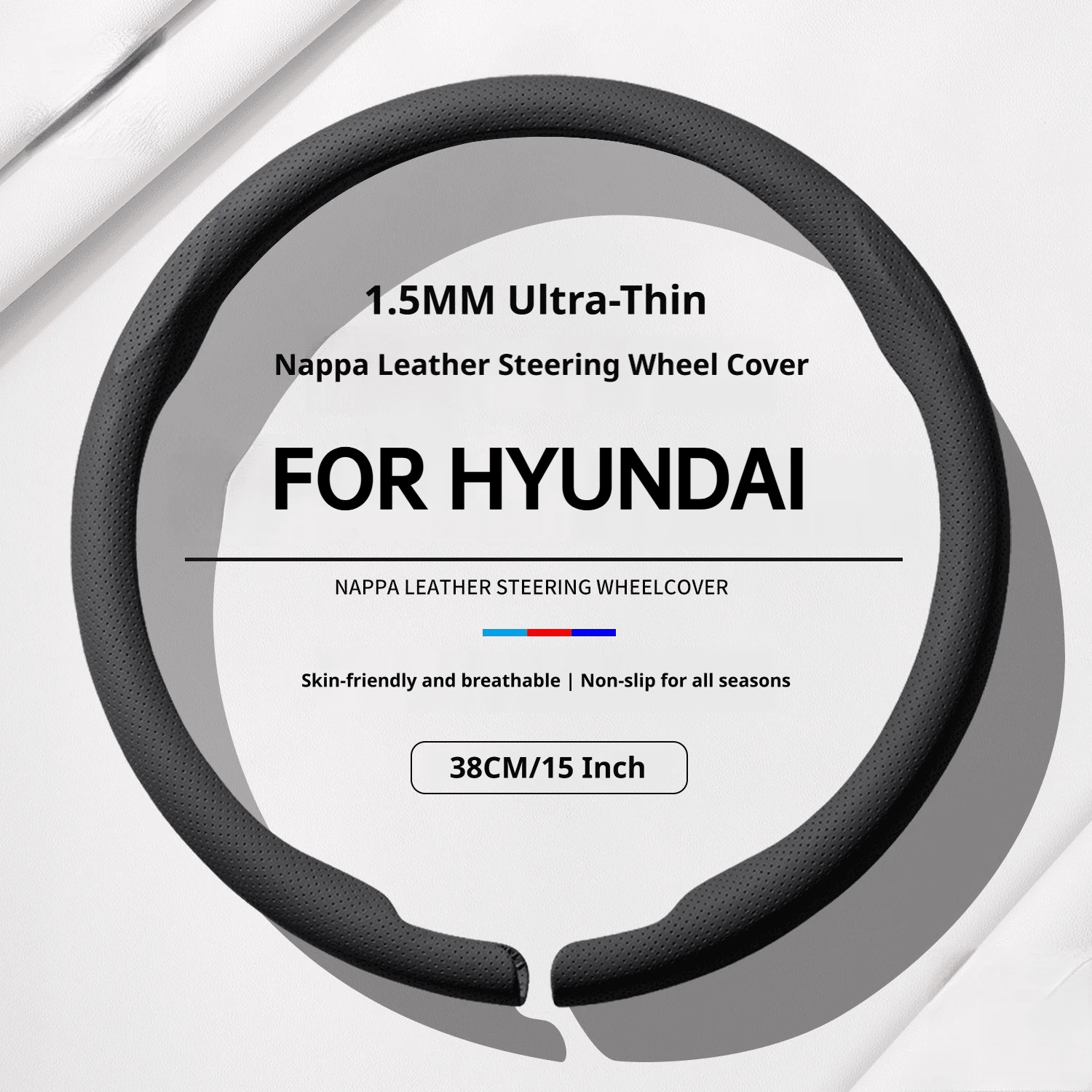 FOR HYUNDAI 1.5MM Ultra‑Thin Steering Wheel Cover Fit Tucson Santa Fe Palisade Sonata Elantra Kona Easy Install Car Accessories