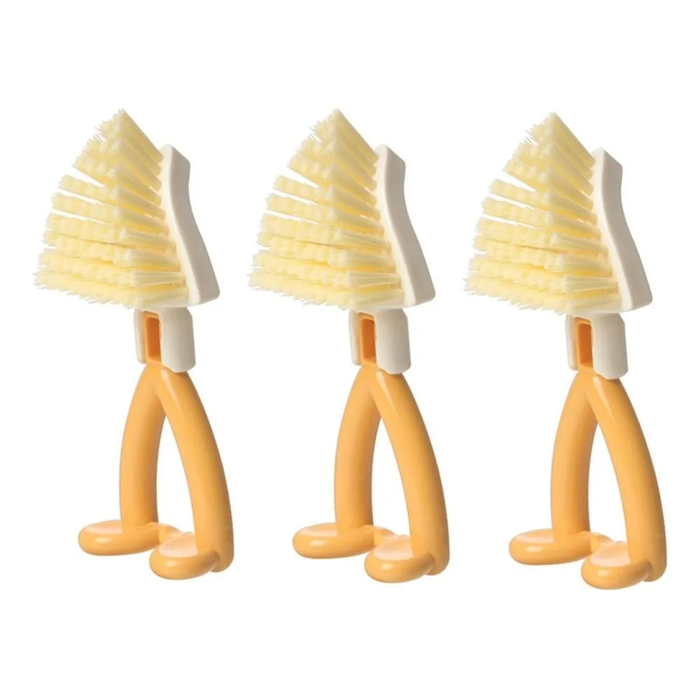 3pcs Durable Short Handle Foldable Cleaning Brush Multifunctional Triangle Brush Corner Brush Bathroom