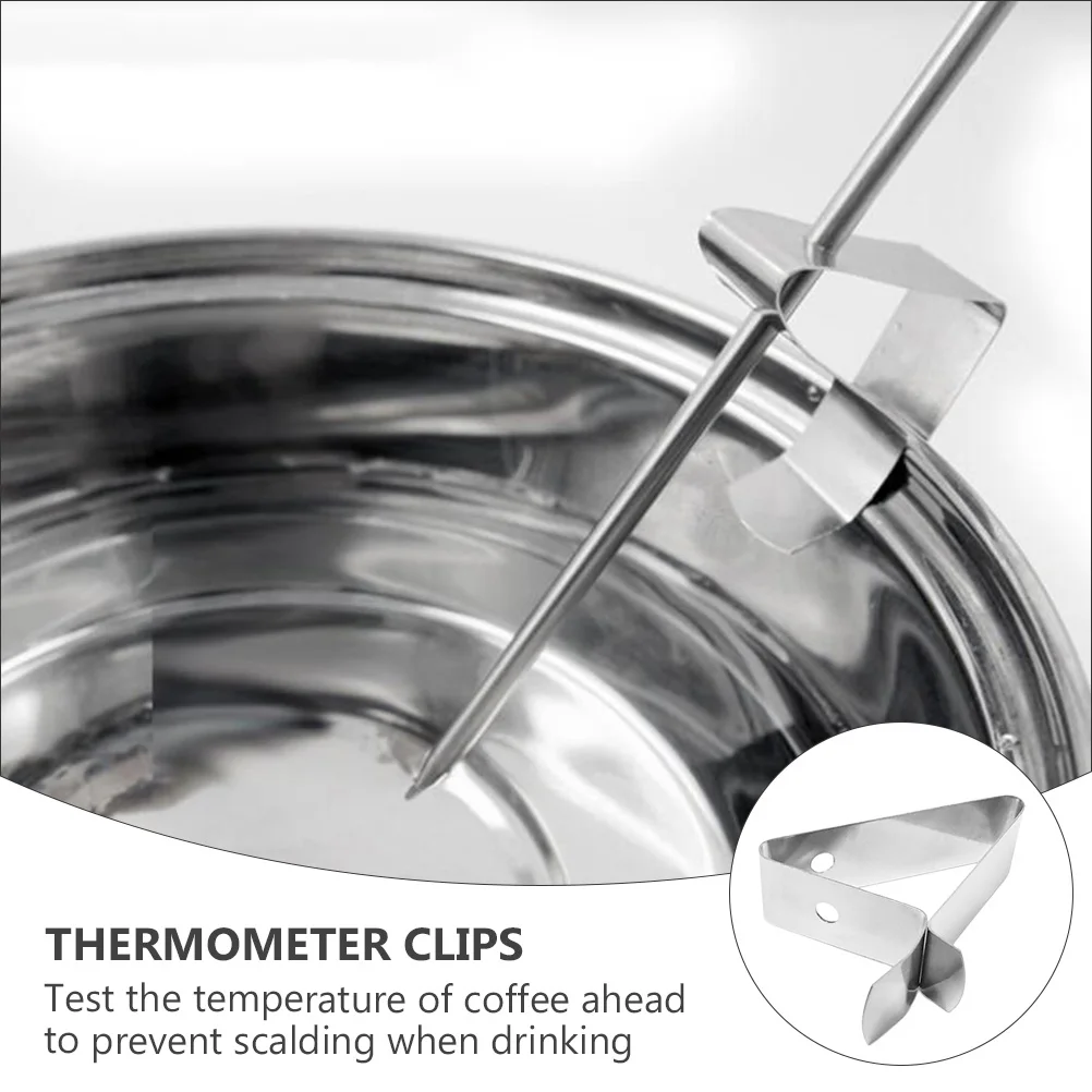 

6pcs Stainless Steel Thermometer Clips for Coffee Temperature Probe Holder Lightweight Portable Easy to Store Use