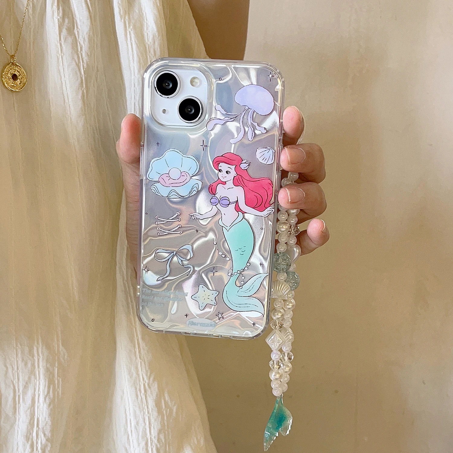 

Shell pattern oil painting chain suitable for iPhone 15 Pro Max Apple 13 phone case 12 new 14 female 14 Pro anti drop soft case