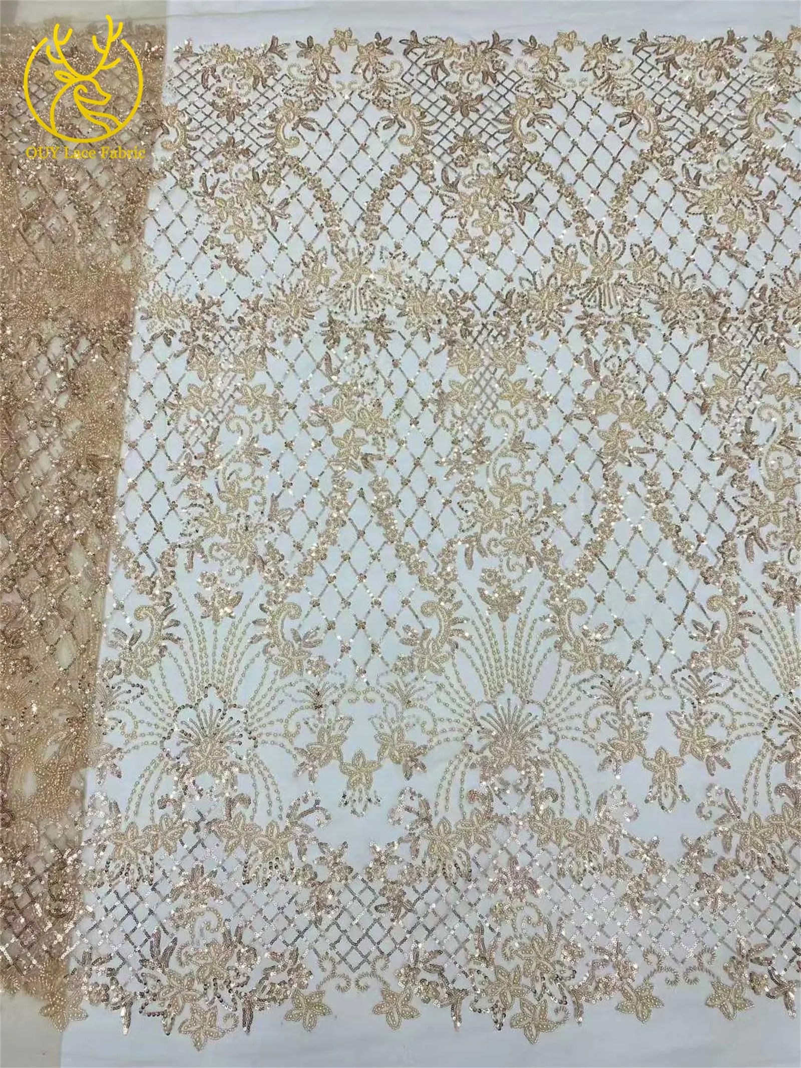Roter afrikanischer Perlen-Spitzenstoff 2026, hochwertiger nigerianischer Pailletten-Spitzenstoff für Damen, Hochzeitskleid und Abendkleid, Nähen – Detail 13