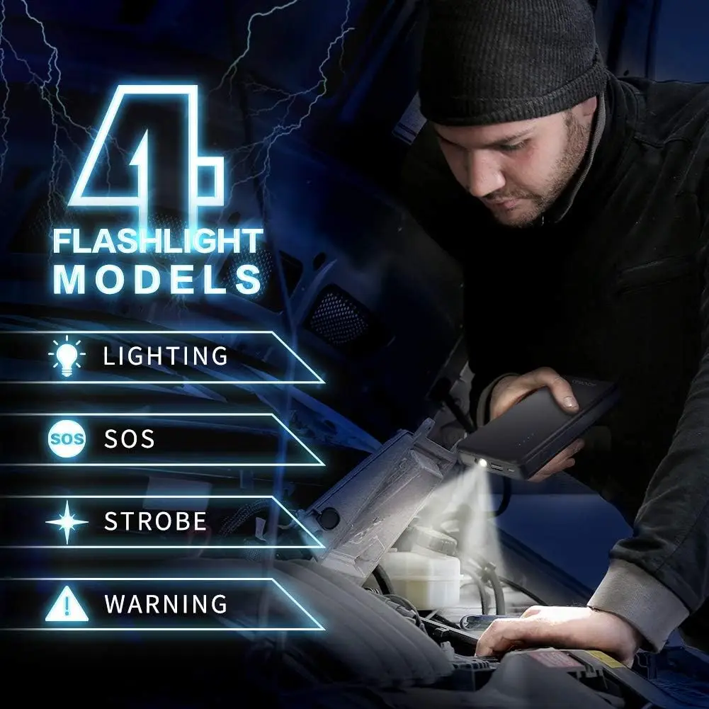 Arrancador de batería para coche, refuerzo de litio de 700A, 8000mAh, 12V, con carga USB y luz LED