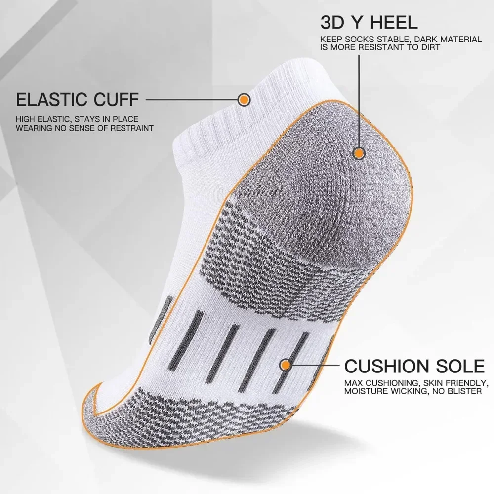جوارب رياضية للكاحل للرجال، وسادة ماصة للرطوبة، جورب منخفض القطع للجري، عبوة من 6 قطع