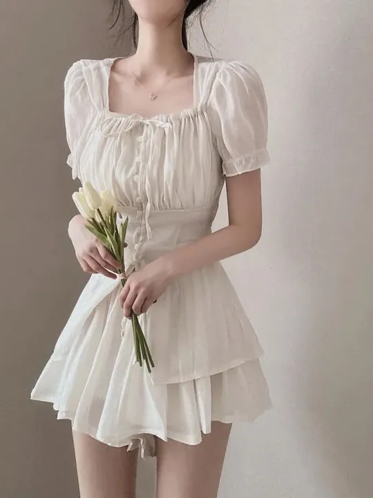 Summer Drawstring Bubble Short Sleeve Shirt High Waist Wide Leg Shorts Fashion Set Korean Style Spring Autumn Winter Casual Wear