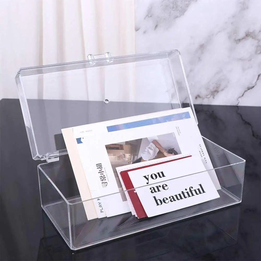 

Large Capacity Photo Card Storage Box Acrylic Saving Space Card Storage Box Rectangular DIY Make Up Organizer Photo Display