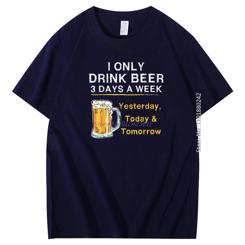 Я только пиво, 3-днев неделя, вчера, сегодня завтра, забавные винтажные футболки с рисунком, футболки с короткими рукавами, мужская одежда
