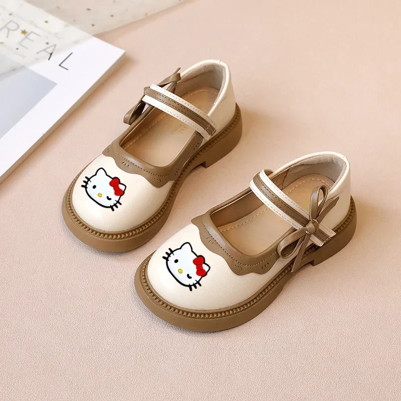 Sanrio hello kitty meisjes prinses schoenen nieuwe meisjes leren schoenen herfst babymode enkele casual schoenen kinderen sandalen