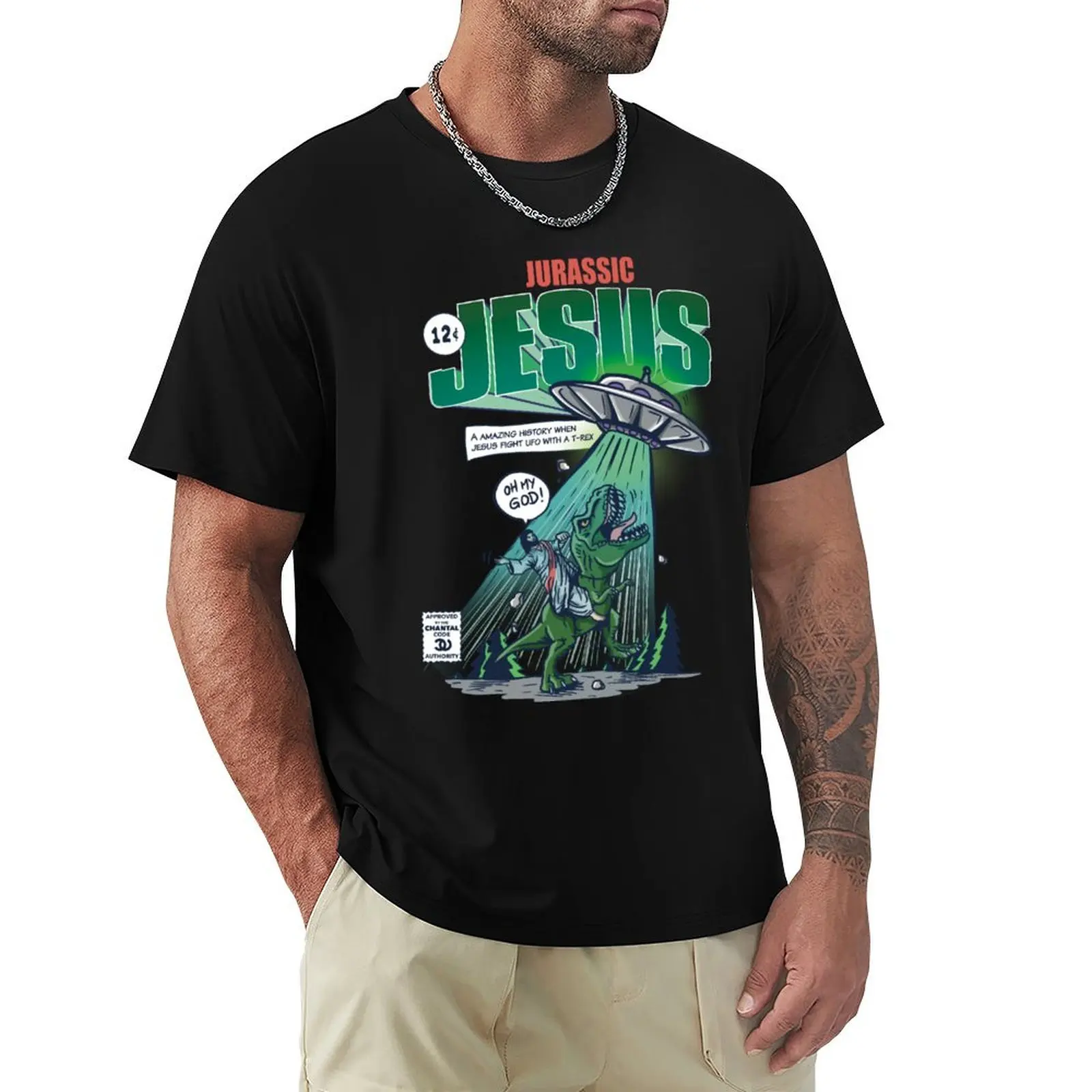

Amazing Jurassic Jesus T-Shirt football t shirt cotton man t-shirts Men's t shirts