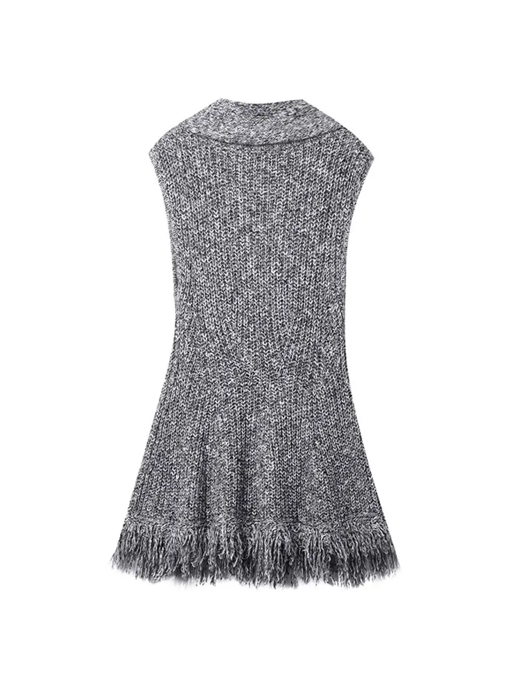 HH feminino inverno deslocamento cachecol decote franjas bainha manga comprida camisola de malha moda feminina versátil pulôver camisola