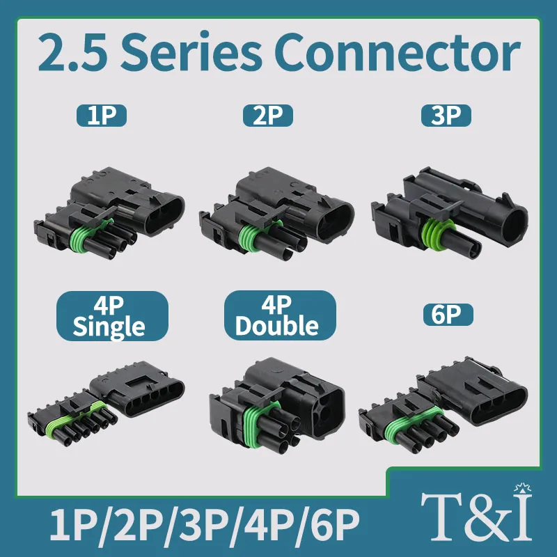 

5/20/100Sets 2.5 Series Delphi GM DJ Connector 1 2 3 4 6Pin Automotive Electrical Socket FemaleMale Weather Pack Plug Automobile