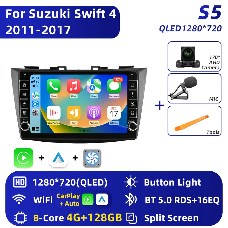 Voor Suzuki Swift 4 2011 - 2017 Autoradio Intelligente Android 16 Auto Multimedia Video Player Stereo CarPlay GPS navigatie 2 Din