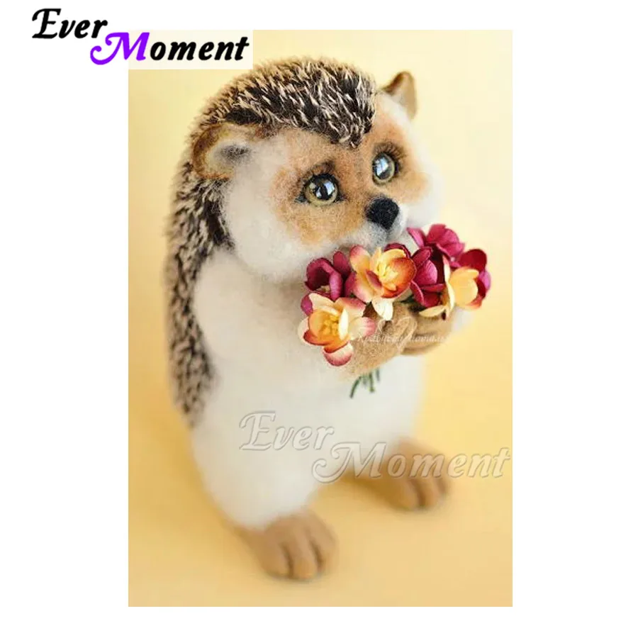 

Алмазная картина Ever Moment, ежик, цветок, рукоделие, художественное произведение, хобби, картина из горного хрусталя, 5D DIY, алмазная вышивка ASF1995