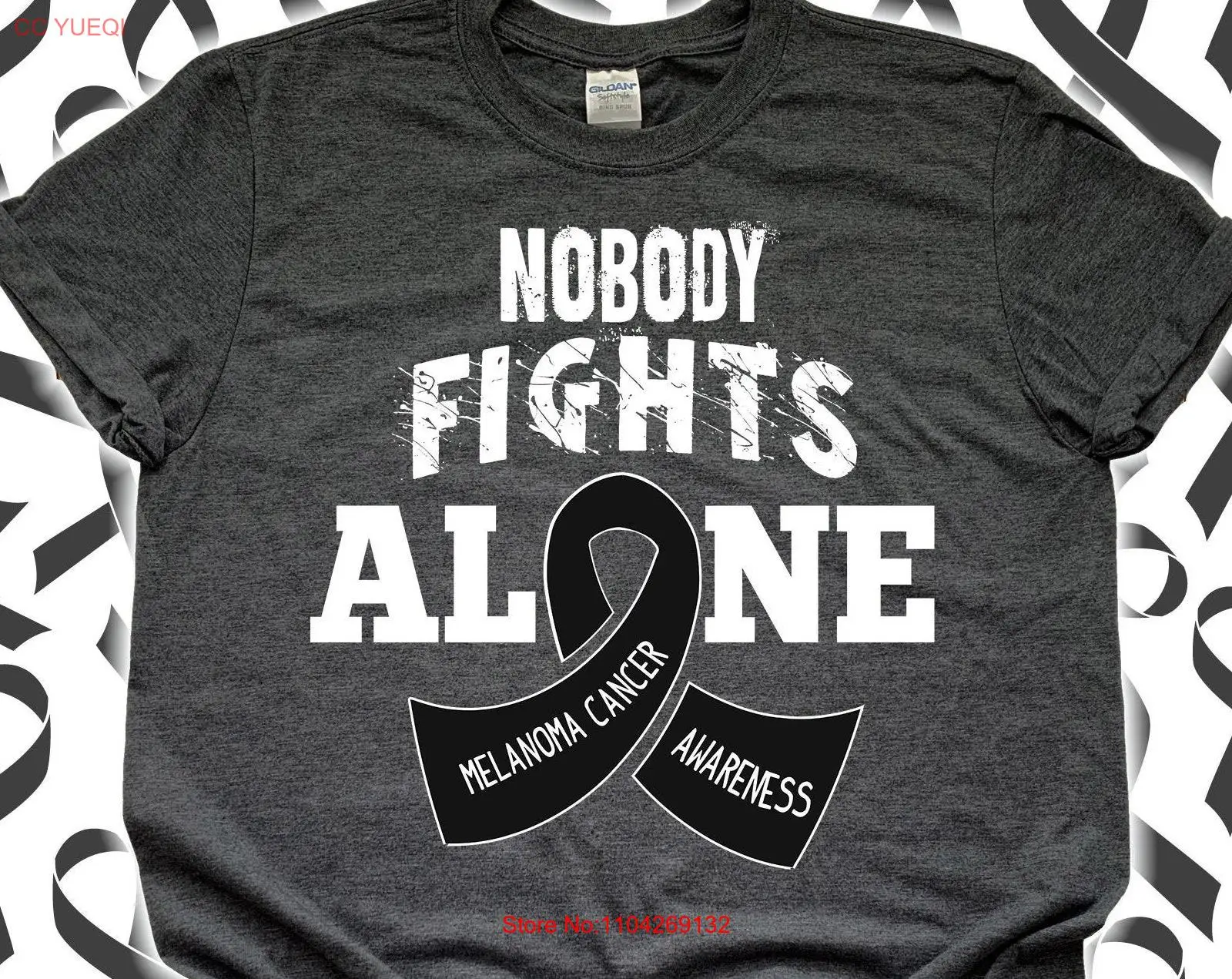 

Футболка Nobody Fights Alone Melanoma Cancer Awareness для детей SweaT Throat Survivor Ribbon с длинными или короткими рукавами
