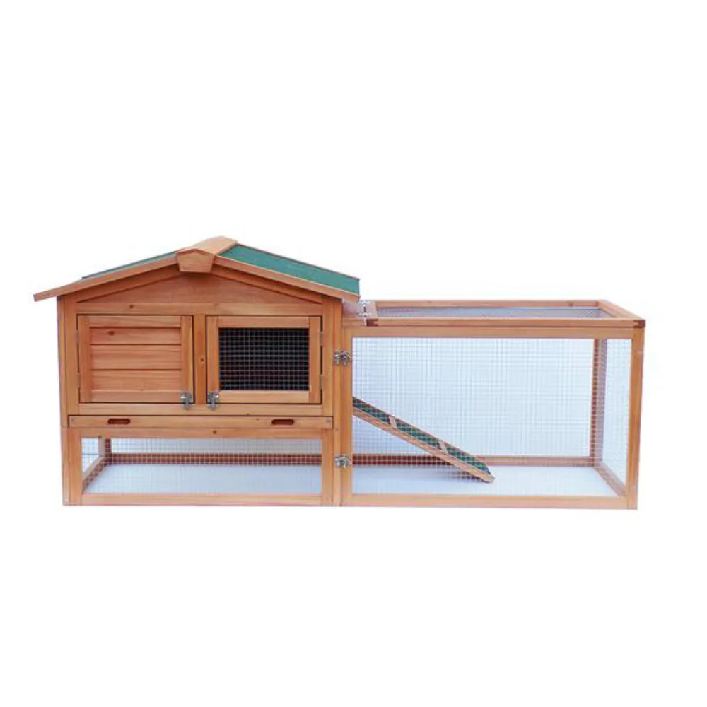 

61" Waterproof Two-tier Wooden Easy assembly Rabbit Hutch Cage Chicken Coop House Bunny Hen Pet Animal Backyard Ru