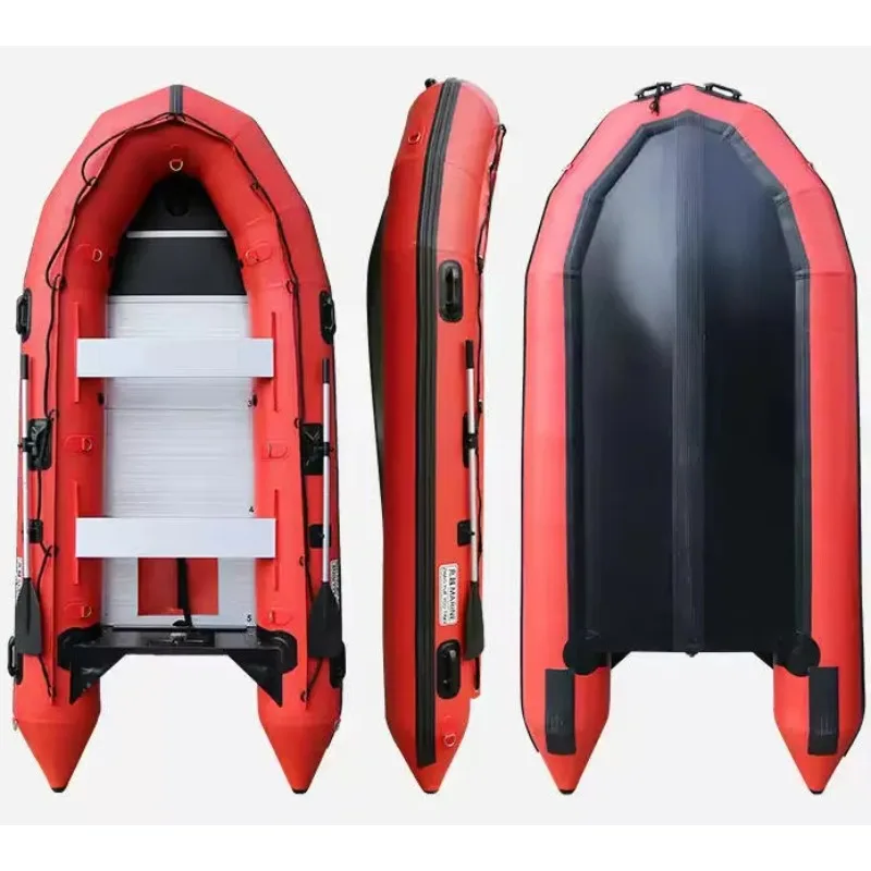 1.2mm Thickness Red Inflatable Boat with Alloy Bottom Set for  LUYA Fishing in River Lake Water Sports Wear-resistant CanoeingCH